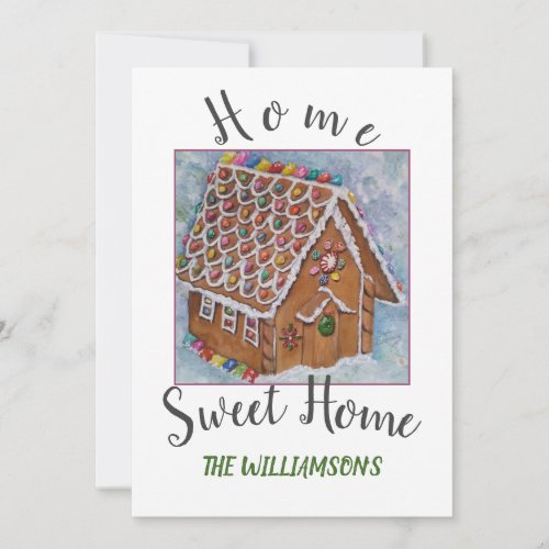 Sweet Gingerbread House with photo Holiday Card