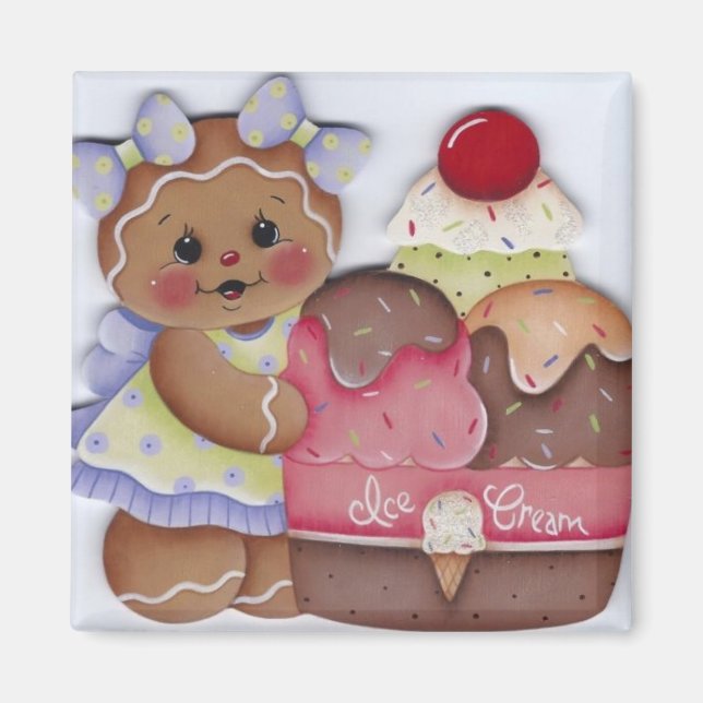 Sweet Gingerbread & Ice Cream Magnet (Front)