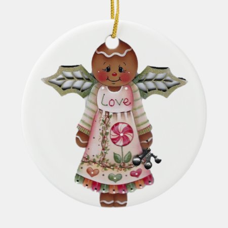 Sweet Gingerbread Love Angel Ornament