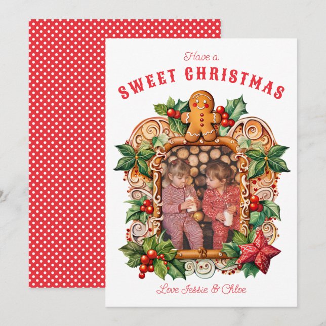 Sweet Gingerbread Photo Holiday Card (Front/Back)
