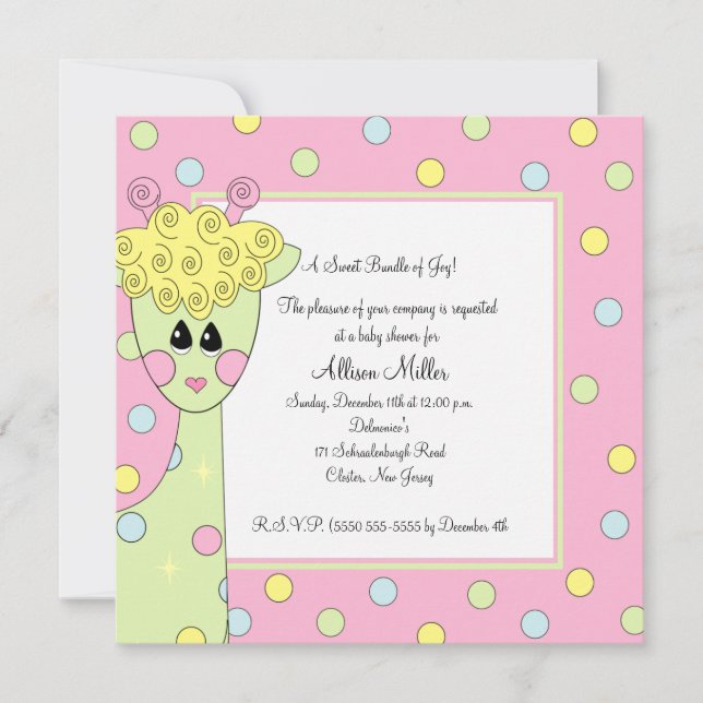 Sweet Giraffe Baby Shower Invitation (Front)