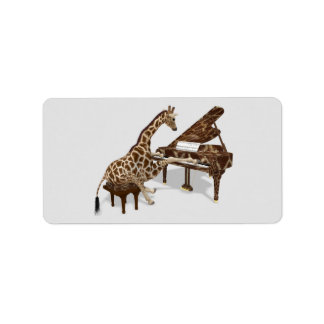 Sweet Giraffe Loves To Play Piano Label