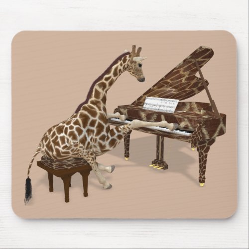 Sweet Giraffe Loves To Play Piano Mouse Pad