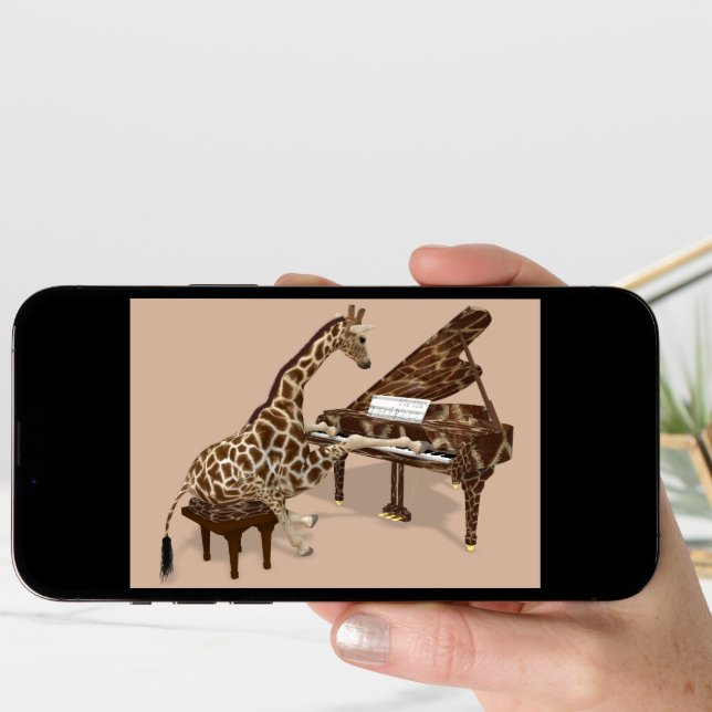 Sweet Giraffe Playing Piano Card (Front Digital)