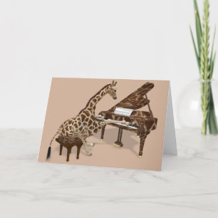 Sweet Giraffe Playing Piano Card