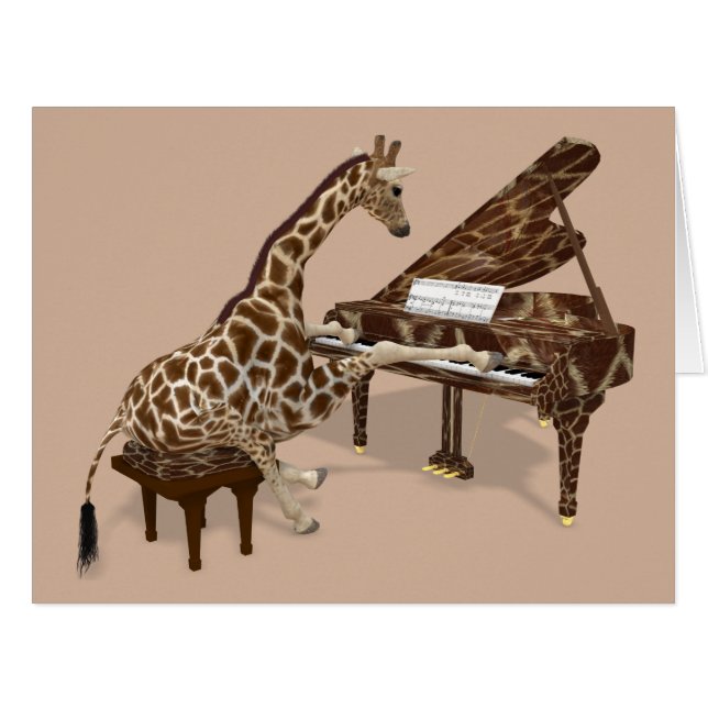 Sweet Giraffe Playing Piano Cards (Front Horizontal)