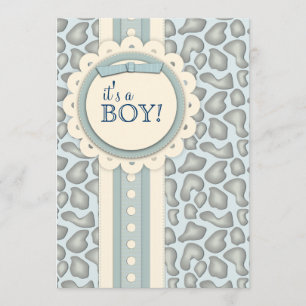 Sweet Giraffe Scrapbook Baby Shower Invite   Blue