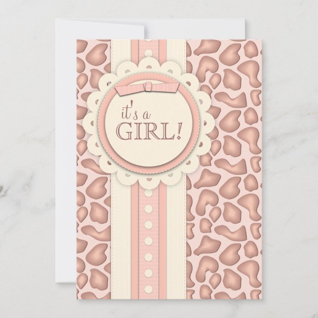 Sweet Giraffe Scrapbook Baby Shower Invite | Pink (Front)