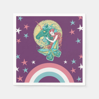 Sweet Girl And Unicorn Drawing Napkins
