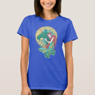 Sweet Girl And Unicorn Drawing T-Shirt
