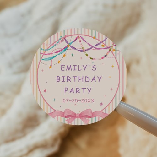 Sweet Girl Birthday Party Classic Round Sticker
