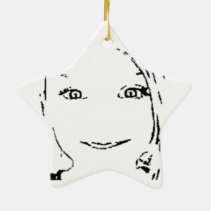 Sweet Girl, Black White Portrait, Bright Eyes Ceramic Ornament