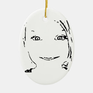 Sweet Girl, Black White Portrait, Bright Eyes Ceramic Ornament