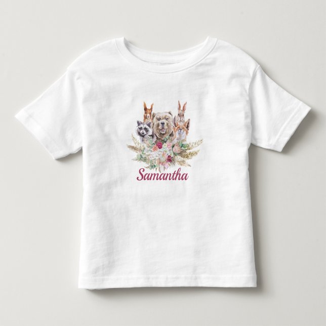Sweet Girl Boho  Woodland Forest Animals   Toddler T-shirt (Front)