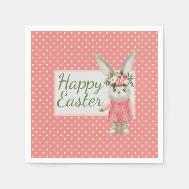 Sweet Girl Bunny Easter  Napkins (Front)