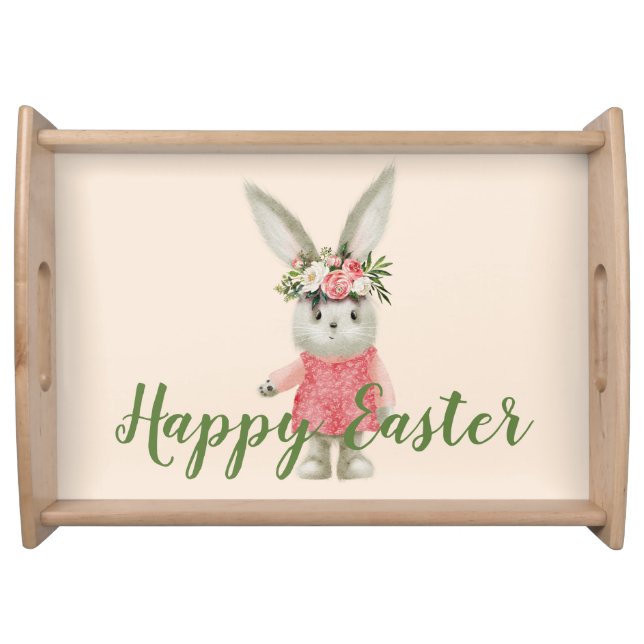 Sweet Girl Bunny Easter Serving Tray (Front)