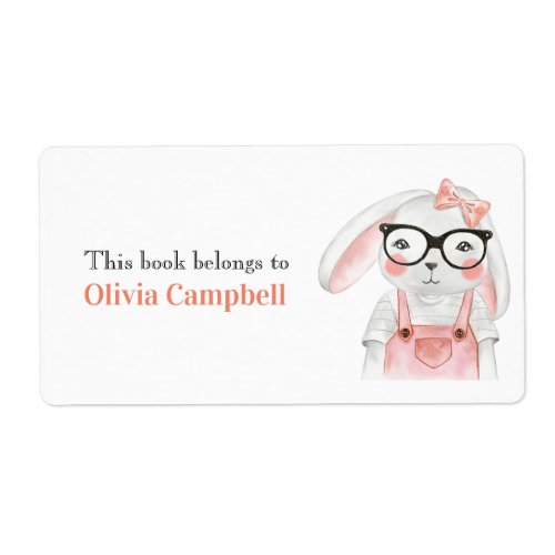 Sweet Girl Bunny Personalized Book Belongs To Label
