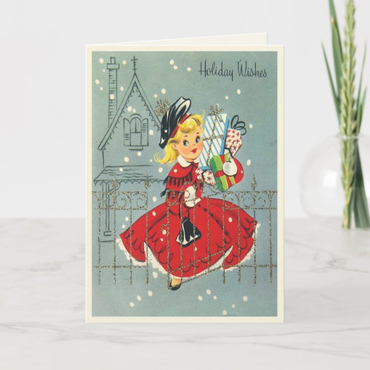 Sweet Girl Christmas Card | Zazzle