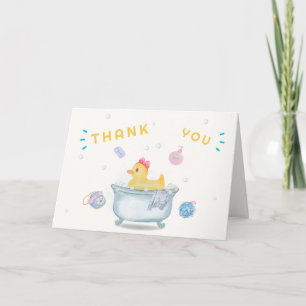 Sweet Girl Duck Rub A Dub Dub Bathtub Baby Shower Thank You Card
