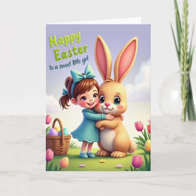 Sweet Girl Easter Day Card (Front)