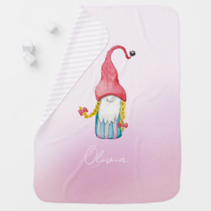 Sweet Girl Gnome In Love Illustration Baby Blanket