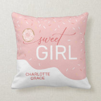 Sweet Girl Pink Frosting Spinkles Girl's Throw Pillow