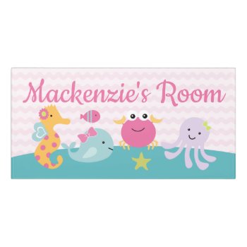 Sweet Girl Sea Animals Whale Nursery Door Sign by Personalizedbydiane at Zazzle