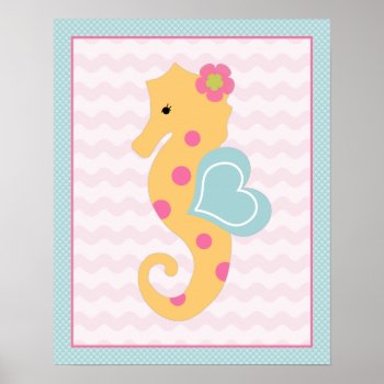 Sweet Girl Sea Life Seahorse Art Poster by Personalizedbydiane at Zazzle