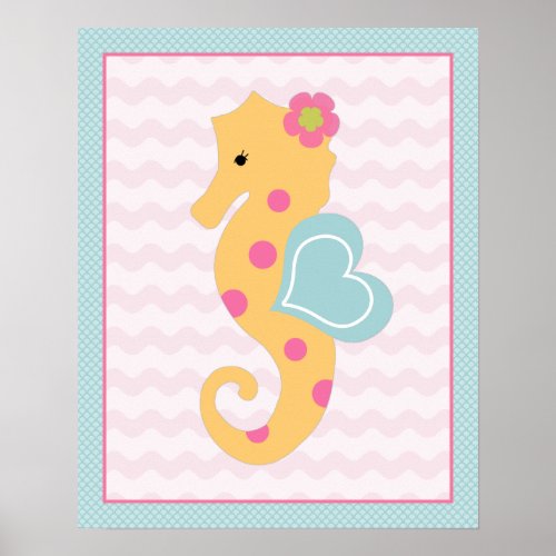 Sweet Girl Sea Life Seahorse Art Poster