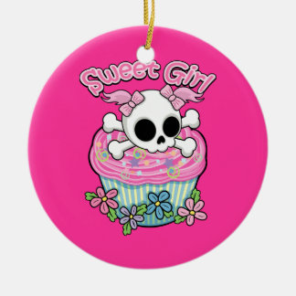 Sweet Girl Skull Ceramic Ornament