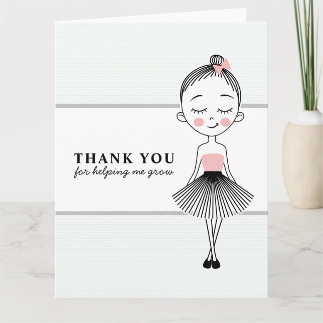 Sweet Girl Teacher Thank You Folded Card (Front)