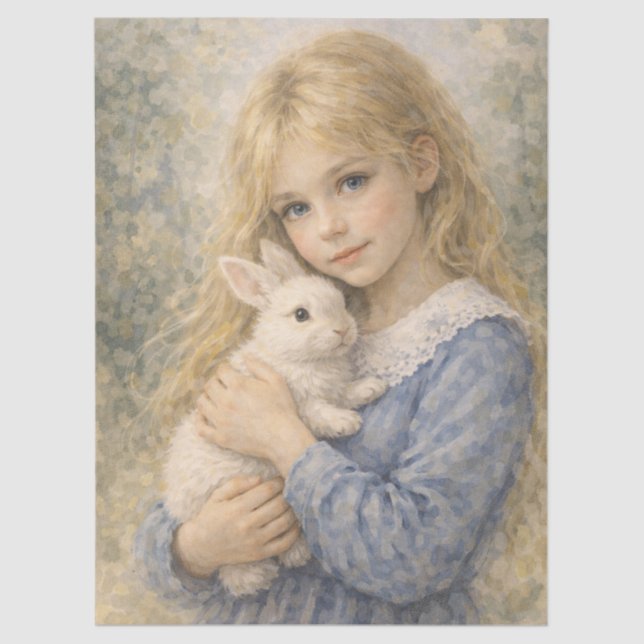 sweet girl with rabbit tissue paper (Front)