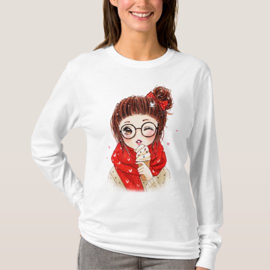 Sweet girl with red scarf T-Shirt