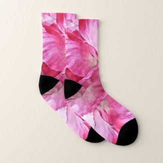Sweet Girly Floral Pink Red Poppy Flower Socks