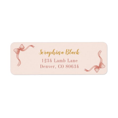 Sweet Girly Pink Bow Baby Shower Label