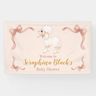 Sweet Girly Pink Lamb Baby Shower Banner
