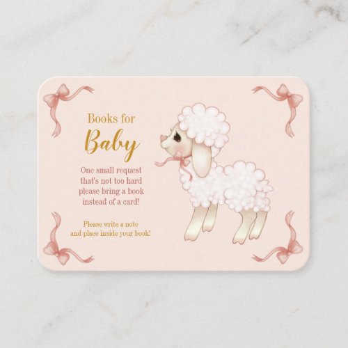 Sweet Girly Pink Lamb Baby Shower Book Request Enc Enclosure Card