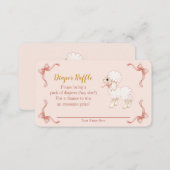 Sweet Girly Pink Lamb Baby Shower Diaper Raffle En Enclosure Card (Front/Back)