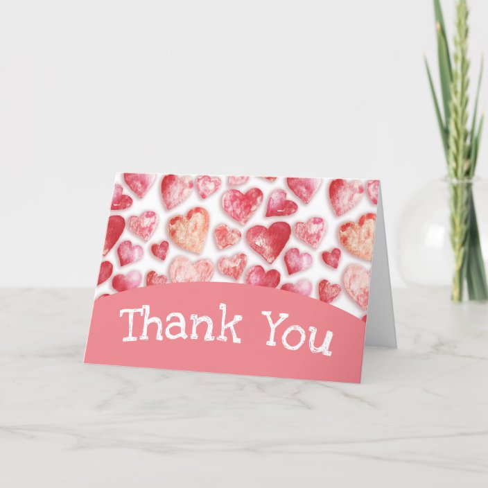 Sweet Girly Pink Love Hearts Thank You Card | Zazzle.com