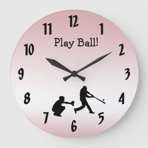 Sweet Girly Pink Play Ball Baseball Sports Clock