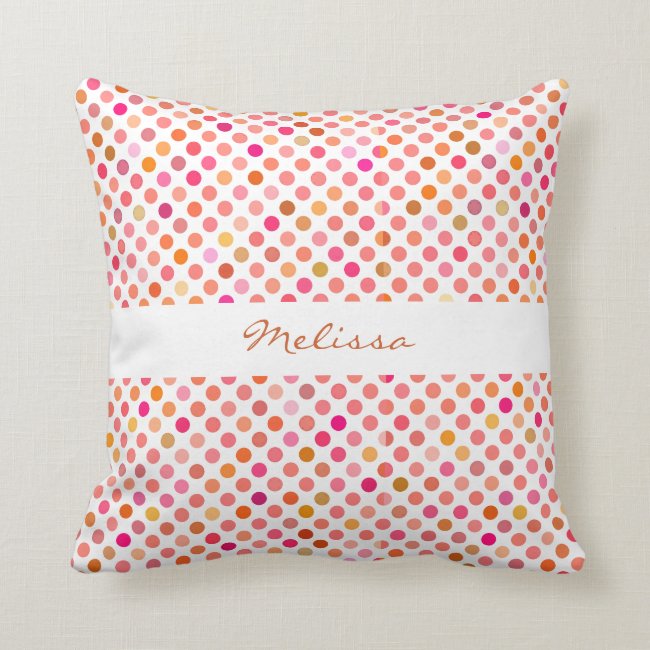 Sweet Girly Pink Polka Dot Throw Pillow