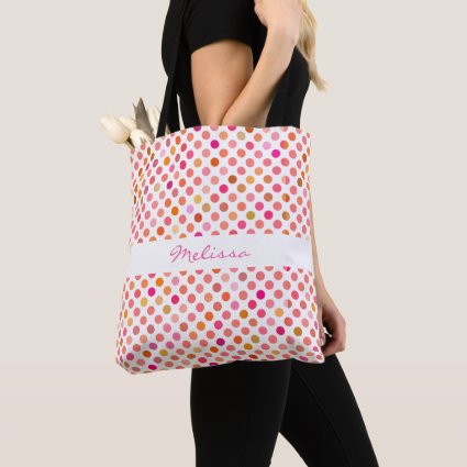 Sweet Girly Pink Polka Dot Tote Bag