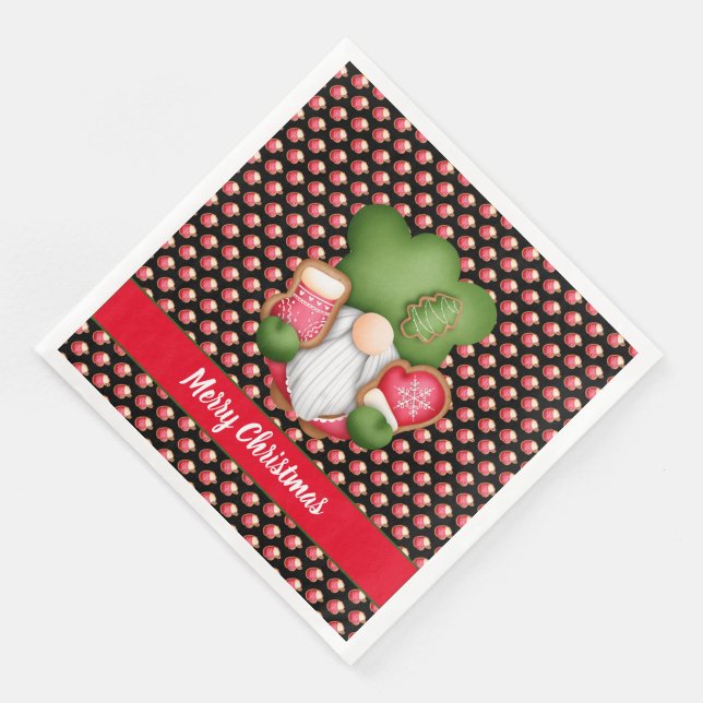 Sweet Gnome Customize Color and Text Paper Dinner Napkins (Corner)