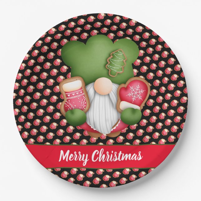 Sweet Gnome Customize Color and Text Paper Plates (Front)