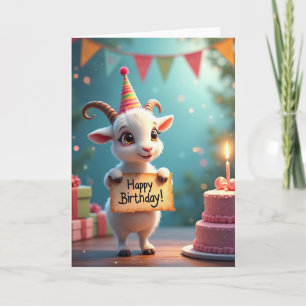 Sweet Goat Party Hat Card