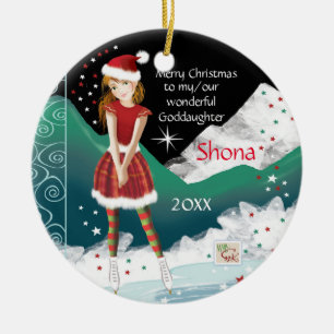 Sweet Goddaughter, Young Teen Skater, Christmas Ceramic Ornament