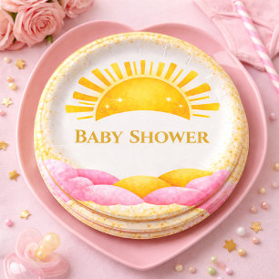 Sweet Gold Decorative Baby Shower Party Tablware Paper Plates