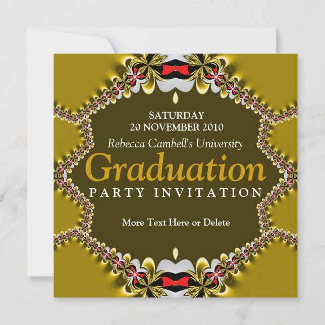 Sweet Gold Satin Lace Graduation Party Invitation (Front)