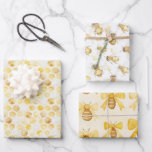 Sweet Gold White Honeycomb Birthday Wrapping Paper Sheets<br><div class="desc">Sweet Gold White Honeycomb Birthday</div>