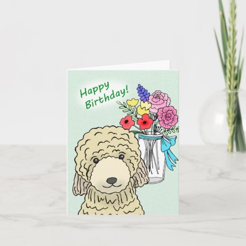 Sweet Golden Doodle Standard Poodle Dog Birthday  Card